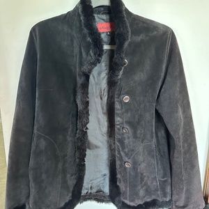 Nicola Berti Jacket black leather and fur